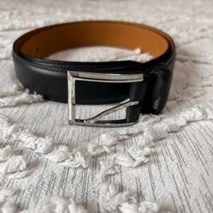 Lejon Black Leather Belt, Size :‎ 38 16311 Aniline Glove Silver Buckle